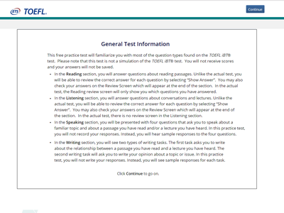 TOEFL iBT® Free Practice Test