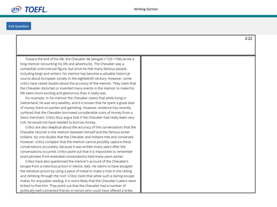 TOEFL iBT® Free Practice Test